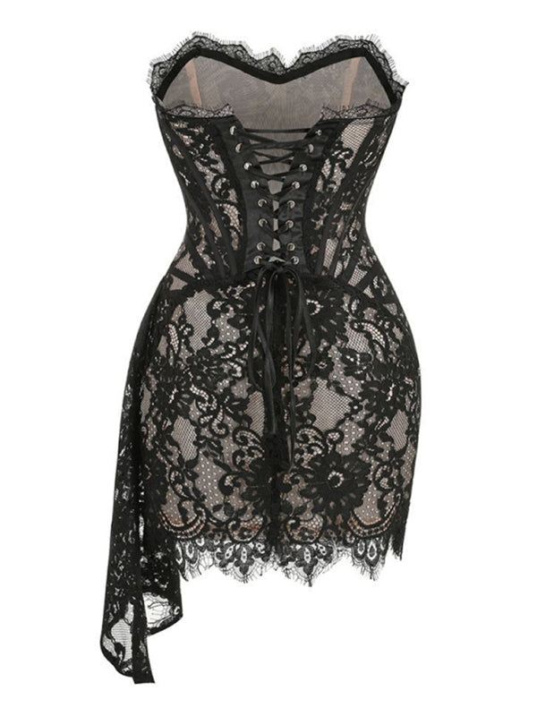 Trägerloses Korsett Spitzenkleid Für Damen | Mini