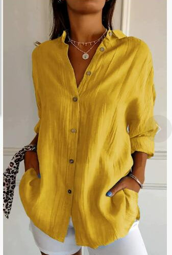 Damen Lässig Locker Geschnittenes Button Down Hemd | Langarm