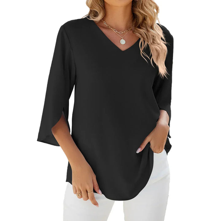 Damen 3/4 Ärmel V Ausschnitt Sommerbluse | Bequem