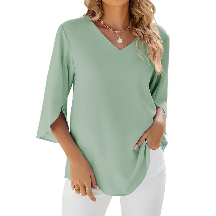 Damen 3/4 Ärmel V Ausschnitt Sommerbluse | Bequem