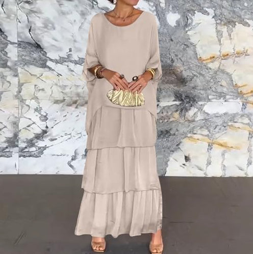 Lagenkleid Mit Rundhalsausschnitt Für Damen | Maxi