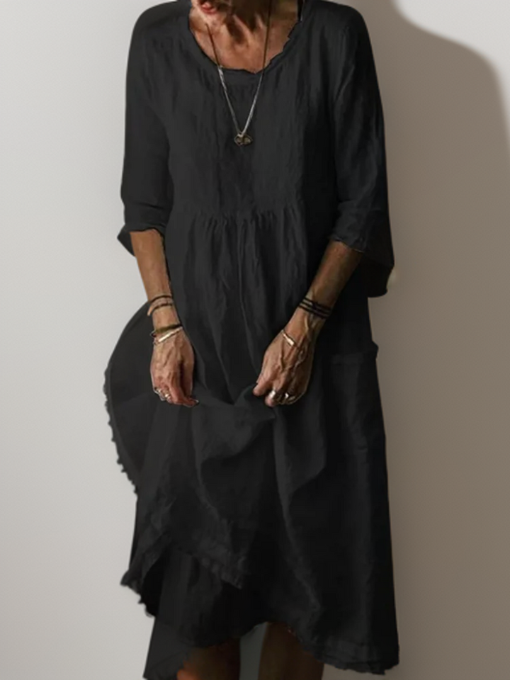 Lässiges Sommerkleid Mit Rundhalsausschnitt Für Damen | Midi