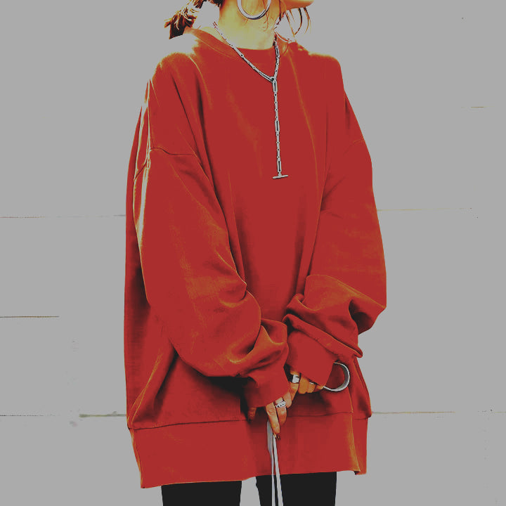Übergroßes Rundhals Sweatshirt Für Damen | Lange Ärmel