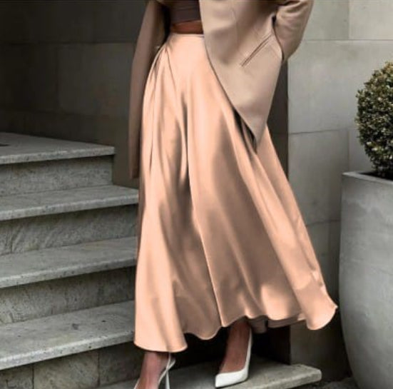 Damen Hochtaillierter Stylischer Fließender Rock | Maxi