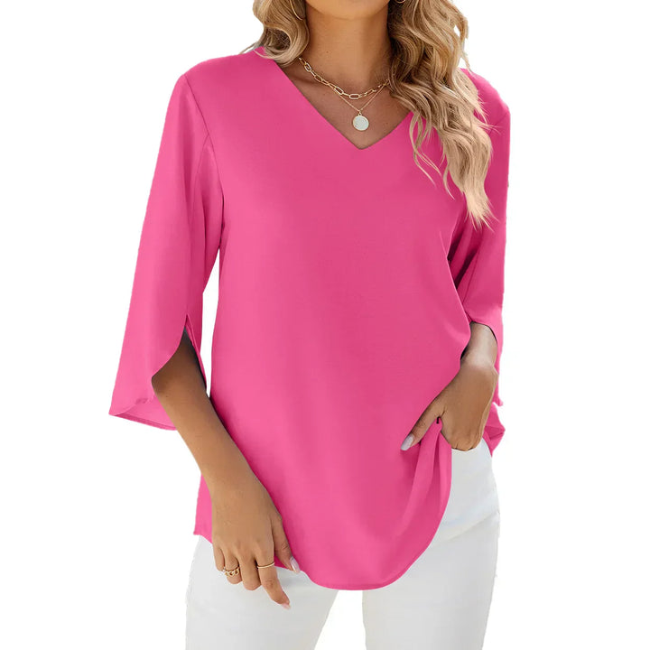 Damen 3/4 Ärmel V Ausschnitt Sommerbluse | Bequem