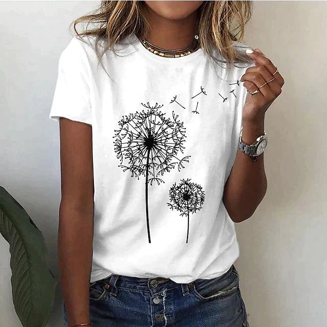 Damen Sommer T Shirt Mit Rundhalsausschnitt | Kurze Ärmel