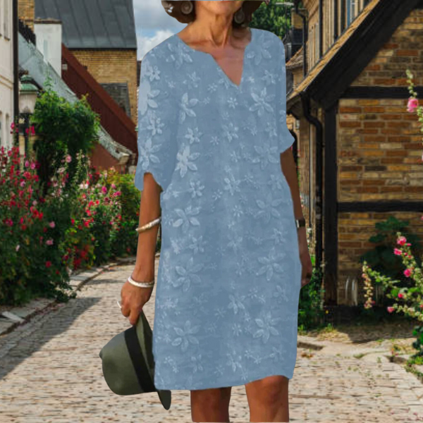 Kleid Mit Blumenmuster Und 3/4 Ärmeln Für Damen | Mini