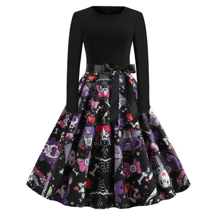 Gothic Karikatur Druck Halloween Kostum | Midi