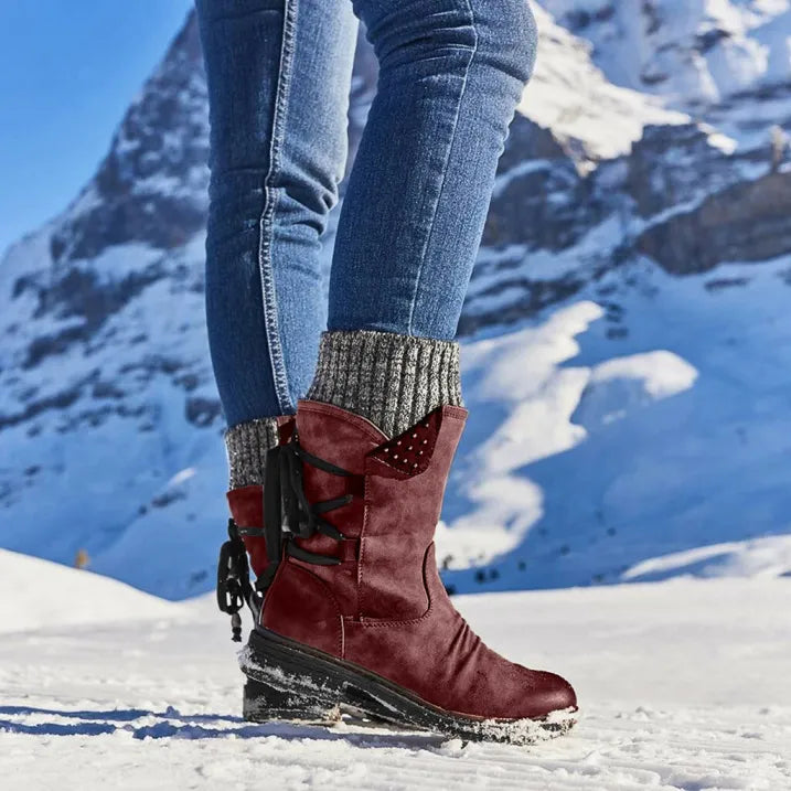 Damen Winter Boots Schwarz | Schnürung