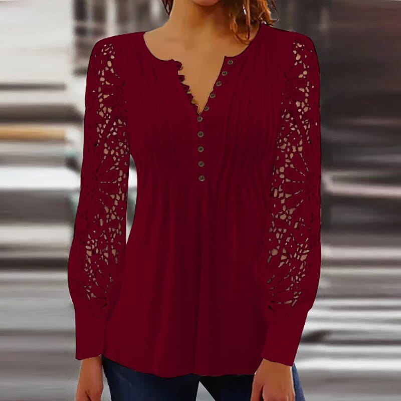 Schicke Sommerbluse Mit V Ausschnitt Für Damen | Spitze