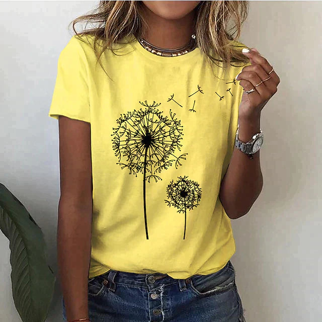 Damen Sommer T Shirt Mit Rundhalsausschnitt | Kurze Ärmel